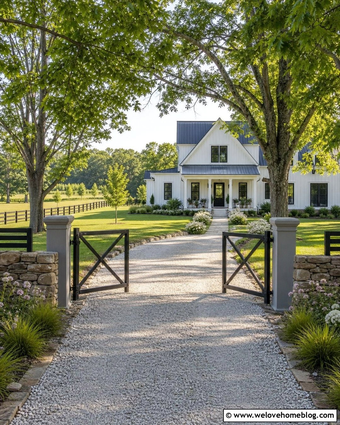 Farmhouse X Brace Metal Driveway Gate - 35 metal driveway gates ideas