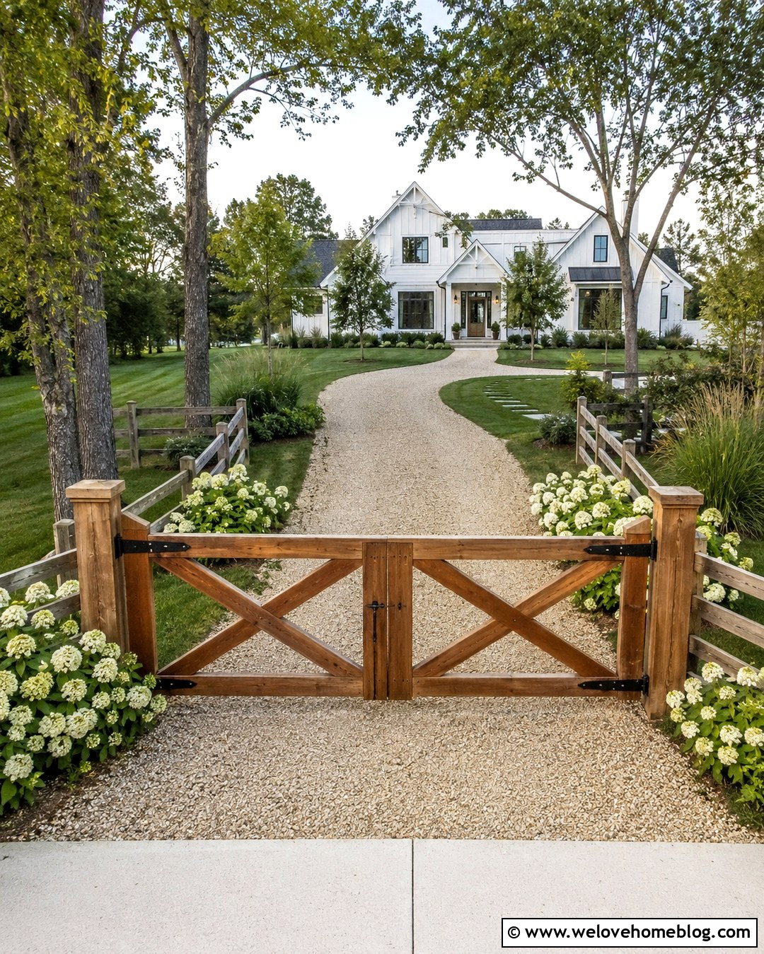 Farmhouse X Brace Wooden Driveway Gate