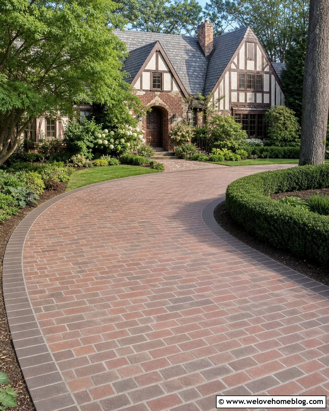 Faux Brick Driveway Paint With Curved Layout - 30 driveway paint ideas