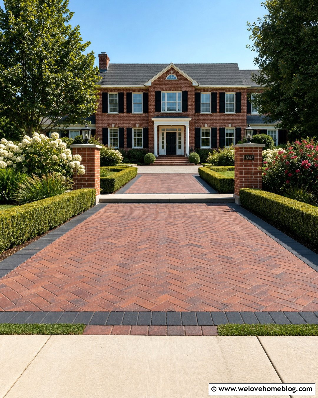 Faux Brick Painted Concrete Driveway In Herringbone - 25 painted driveways concrete ideas