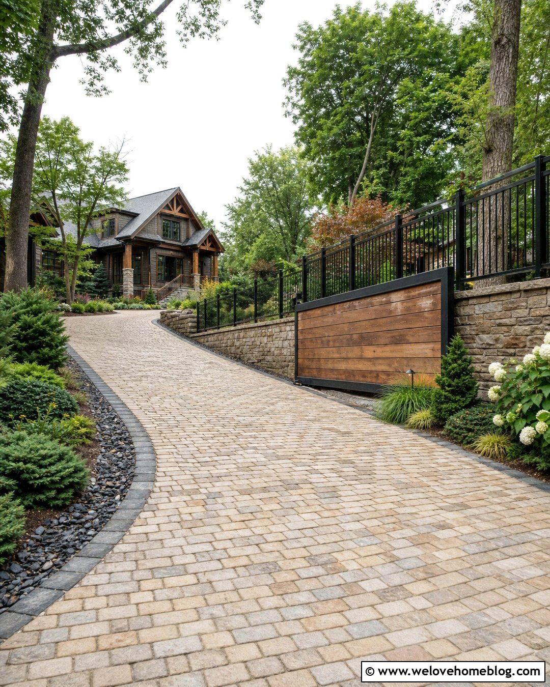 Fence Driveway With Stone Wall - 25 Fence Driveway Ideas