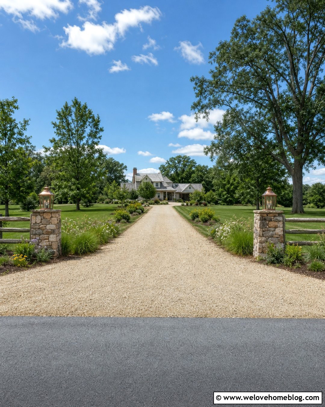 Fieldstone Driveway Pillars With Split Rail Fencing - 20 End Of Driveway Pillars Ideas