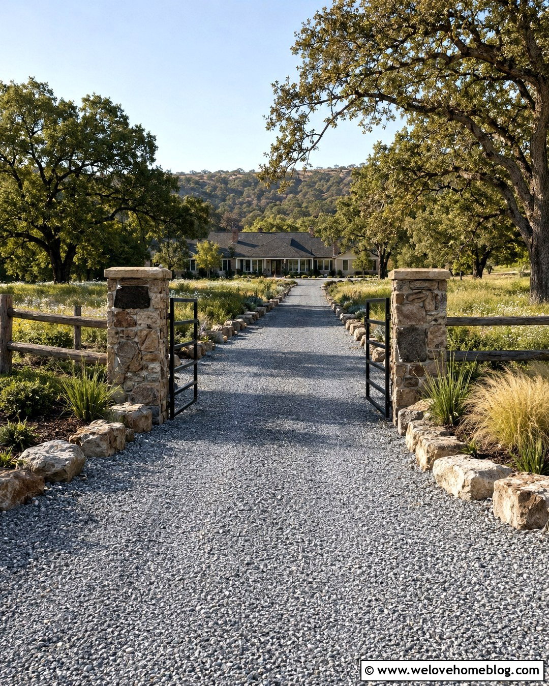Fieldstone Gate Pillars With Farm Gate - 20 gate pillars driveway entrance ideas