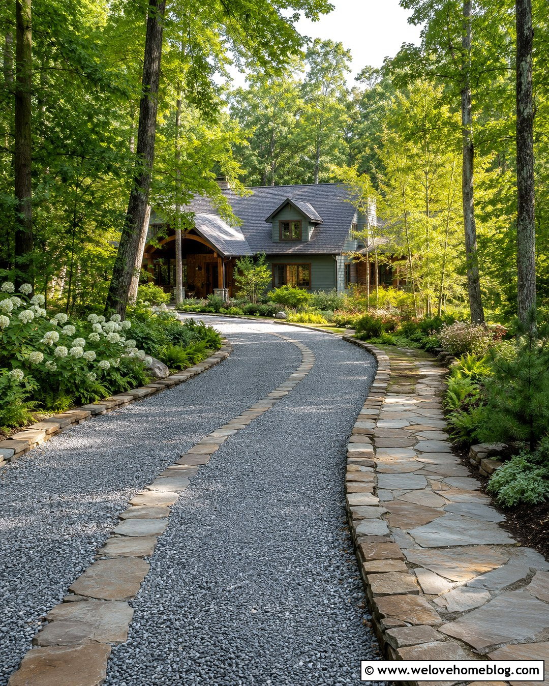 Flagstone And Gravel Country Driveway - 20 Cool Driveways Ideas