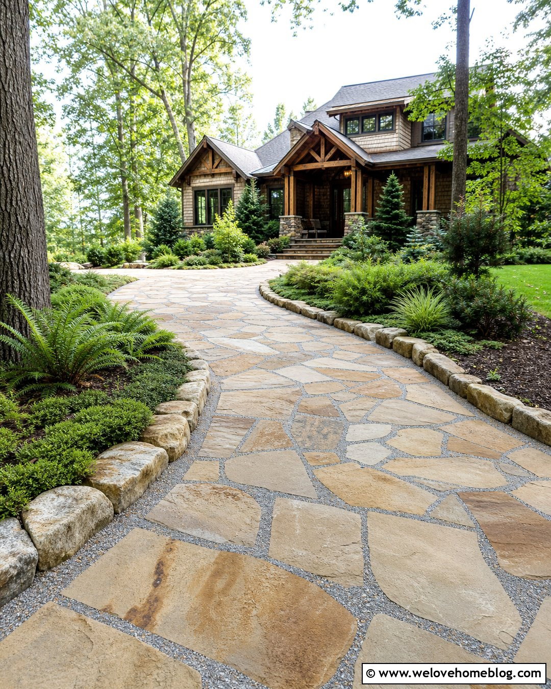 Flagstone And Gravel Driveway - 20 Driveway Surfaces Ideas