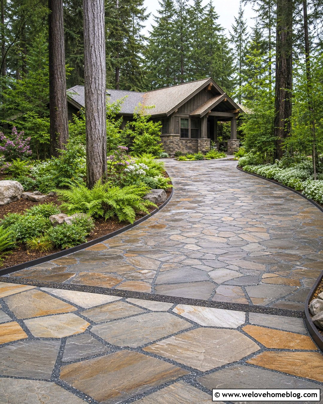 Flagstone Driveway With Gravel Joints - 20 Driveway Flags Ideas
