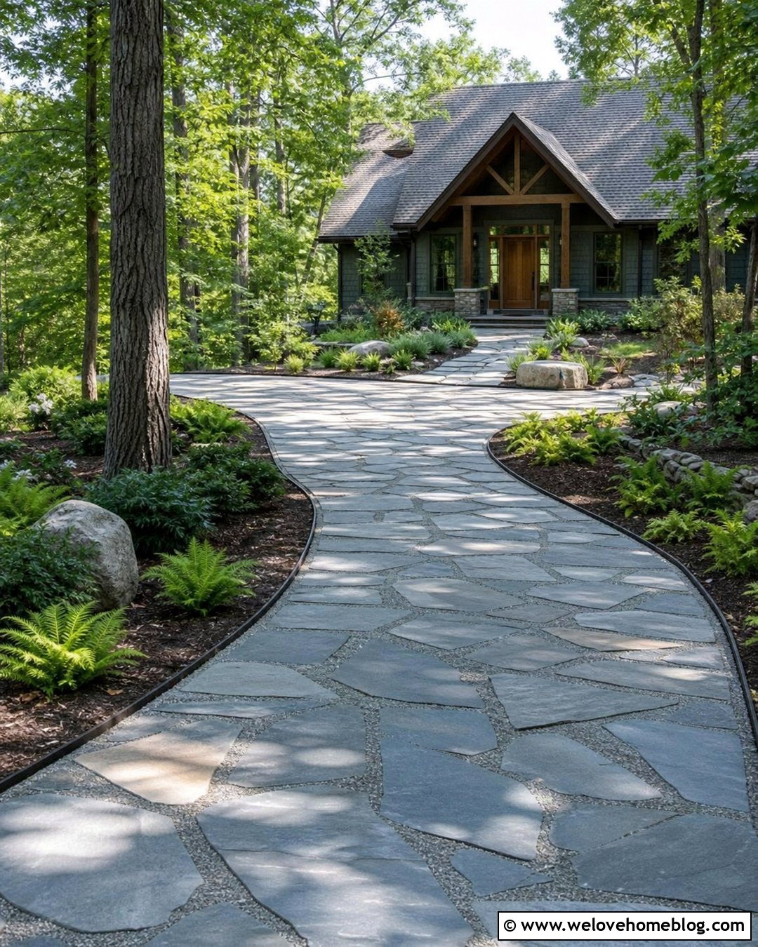 Flagstone Driveway With Gravel Joints - 20 Alternative Driveway Materials Ideas