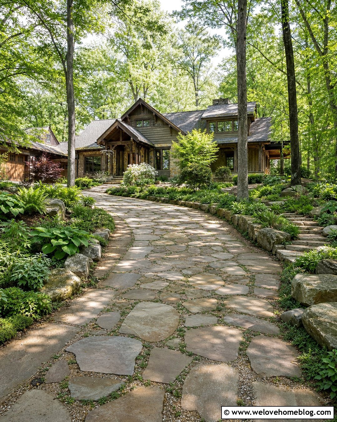 Flagstone Driveway With Ground Cover Joints - 30 driveway materials ideas