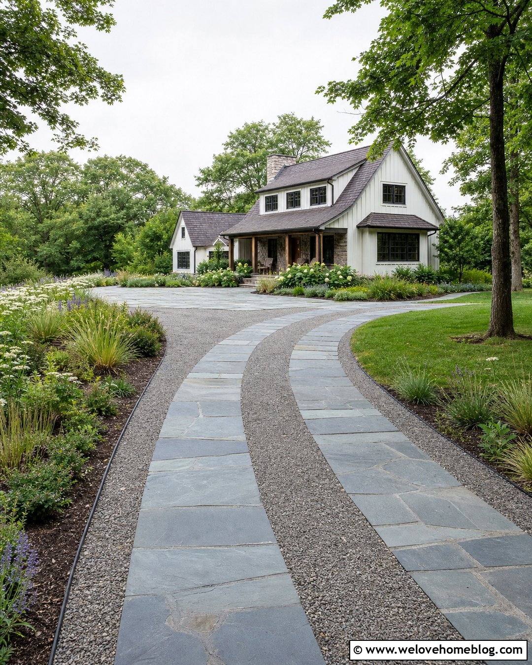 Flagstone Wheel Track Driveway - 25 Driveway Stone Ideas