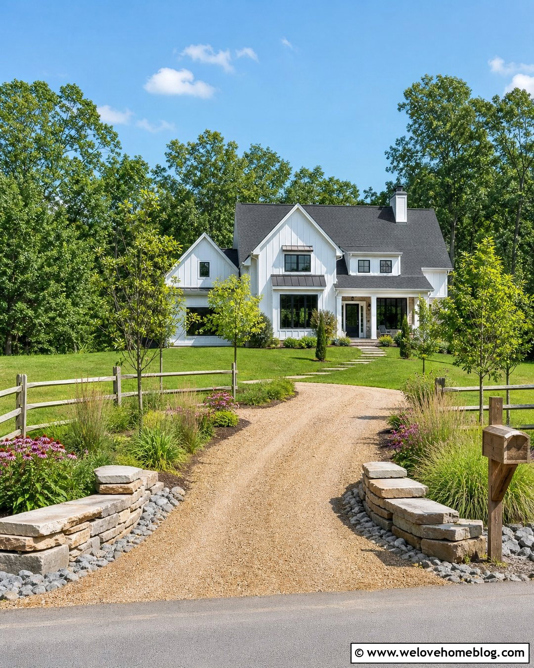 Flat Rock Driveway Culvert With Farmhouse Gravel Driveway - 20 rocks around driveway culvert ideas