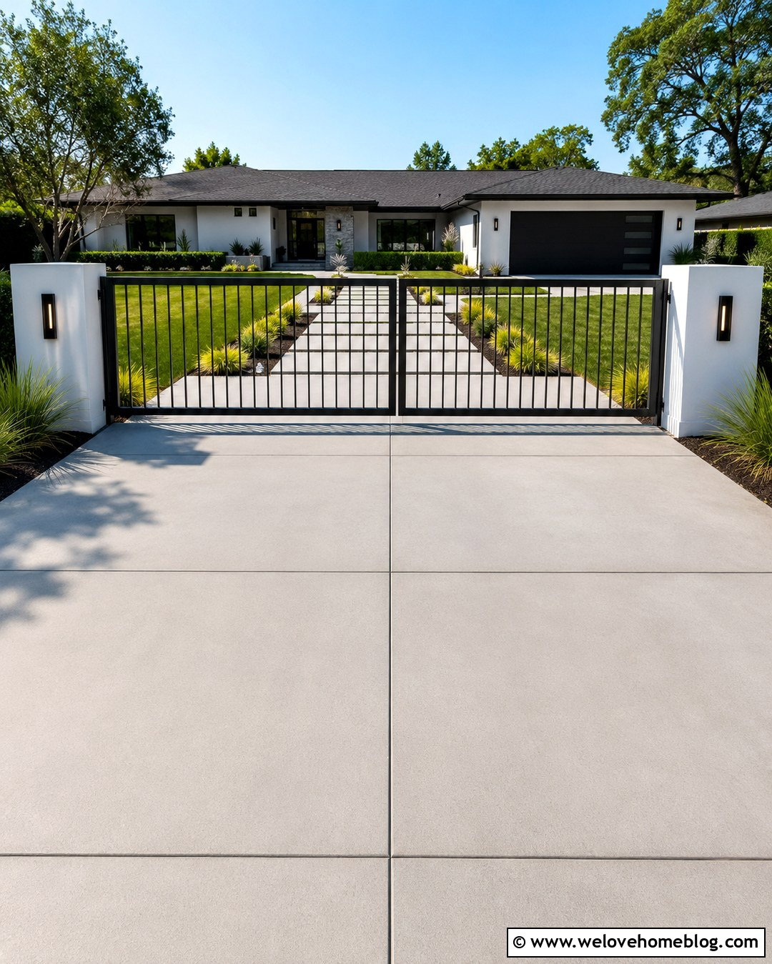 Flat Top Galvanized Double Wrought Iron Driveway Gate - 20 galvanized double wrought iron driveway gates ideas