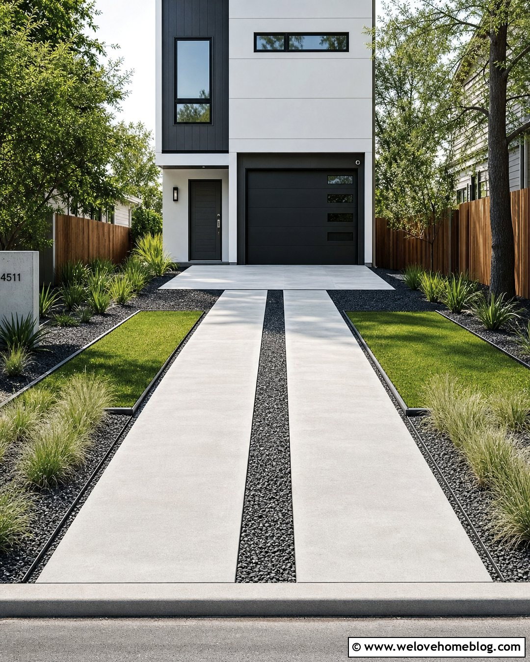 Floating Concrete Strip Driveway - 45 modern driveway ideas