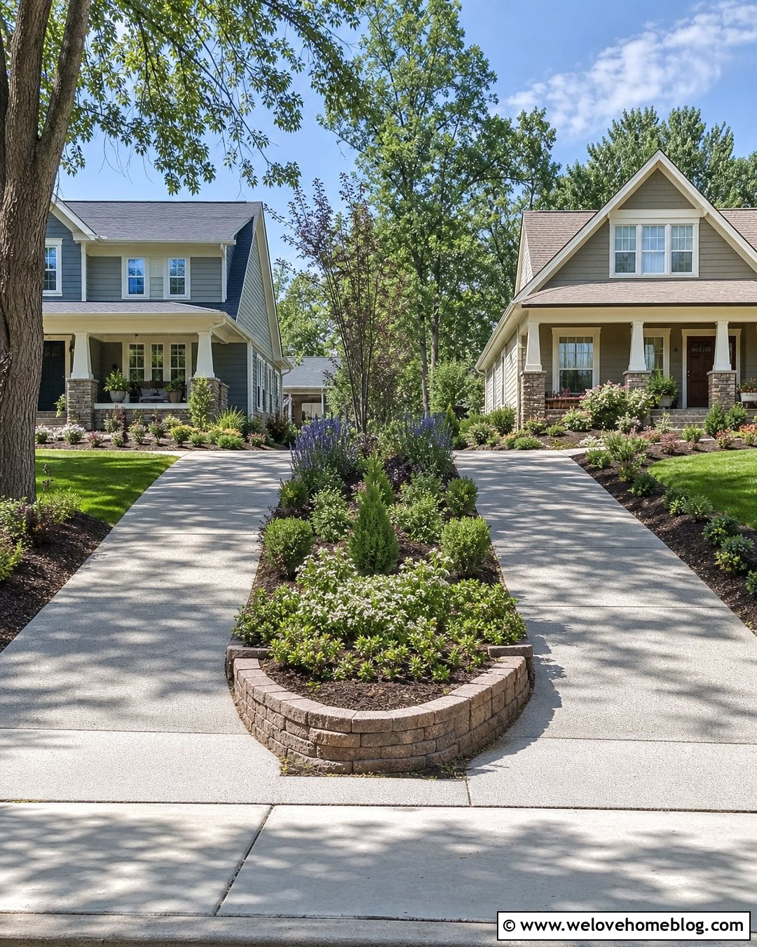 Flower Bed Between Shared Driveways - 30 shared driveway divider ideas