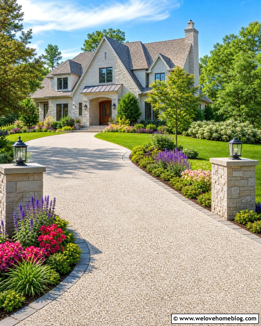 Flower Bed Driveway Entrance - 40 Driveway Entrance Curb Appeal Ideas