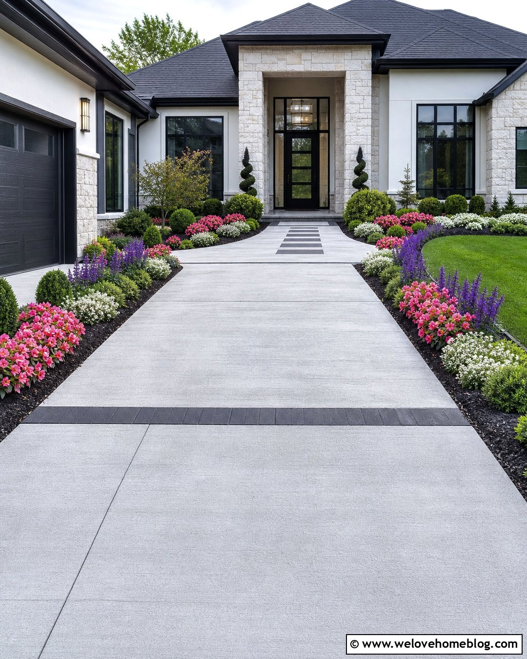 Flower Lined Driveway With Black Mulch - 25 flower lined driveway ideas