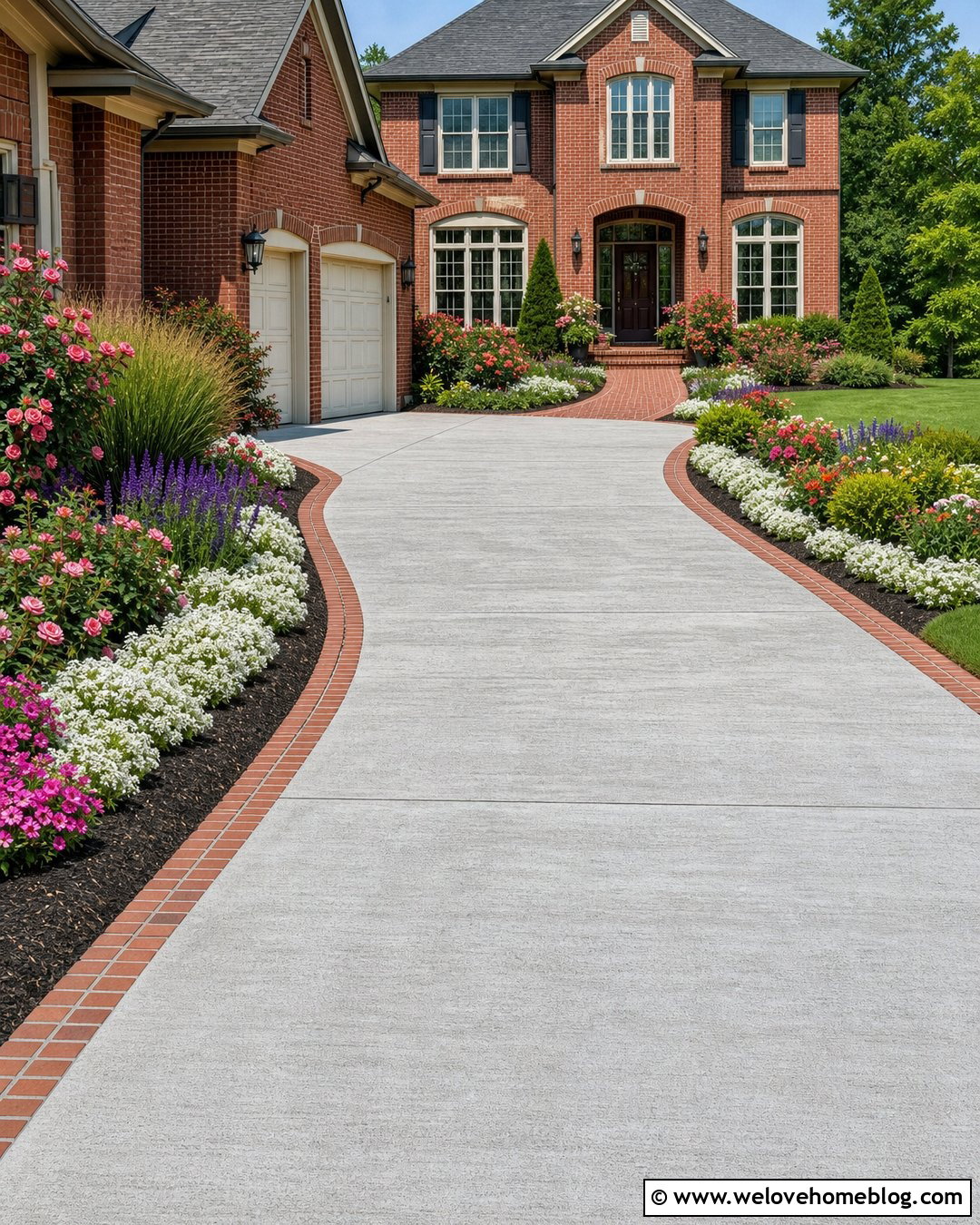 Flower Lined Driveway With Brick Edging - 25 flower lined driveway ideas