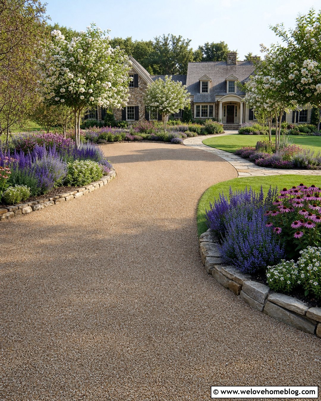 Flower Lined Driveway With Ornamental Trees - 25 flower lined driveway ideas