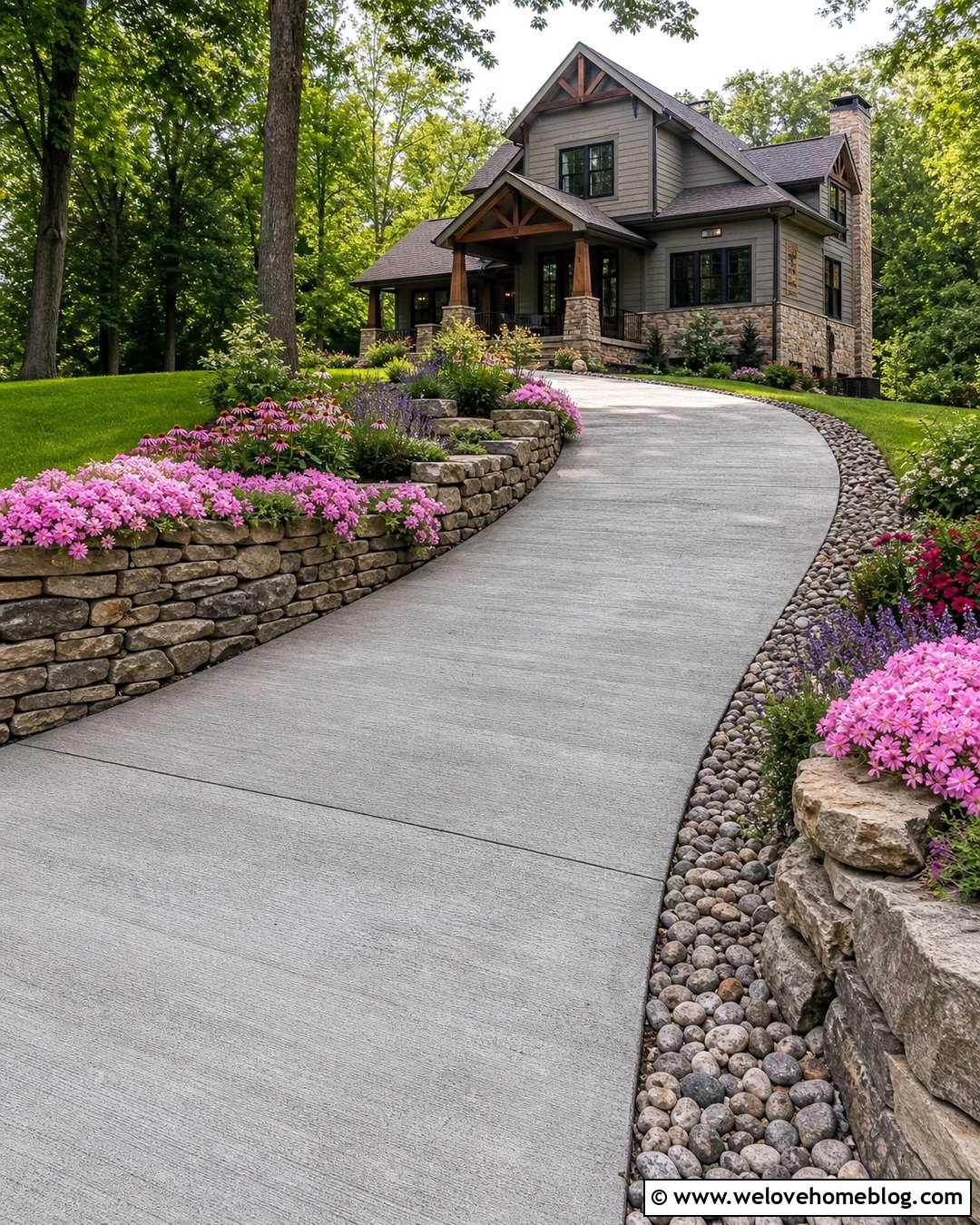 Flower Lined Driveway With Stone Walls - 25 flower lined driveway ideas