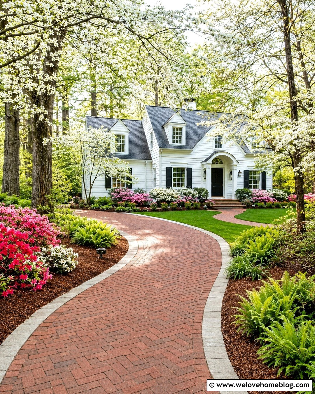 Flowering Dogwood Brick Driveway - 25 trees to line driveway ideas