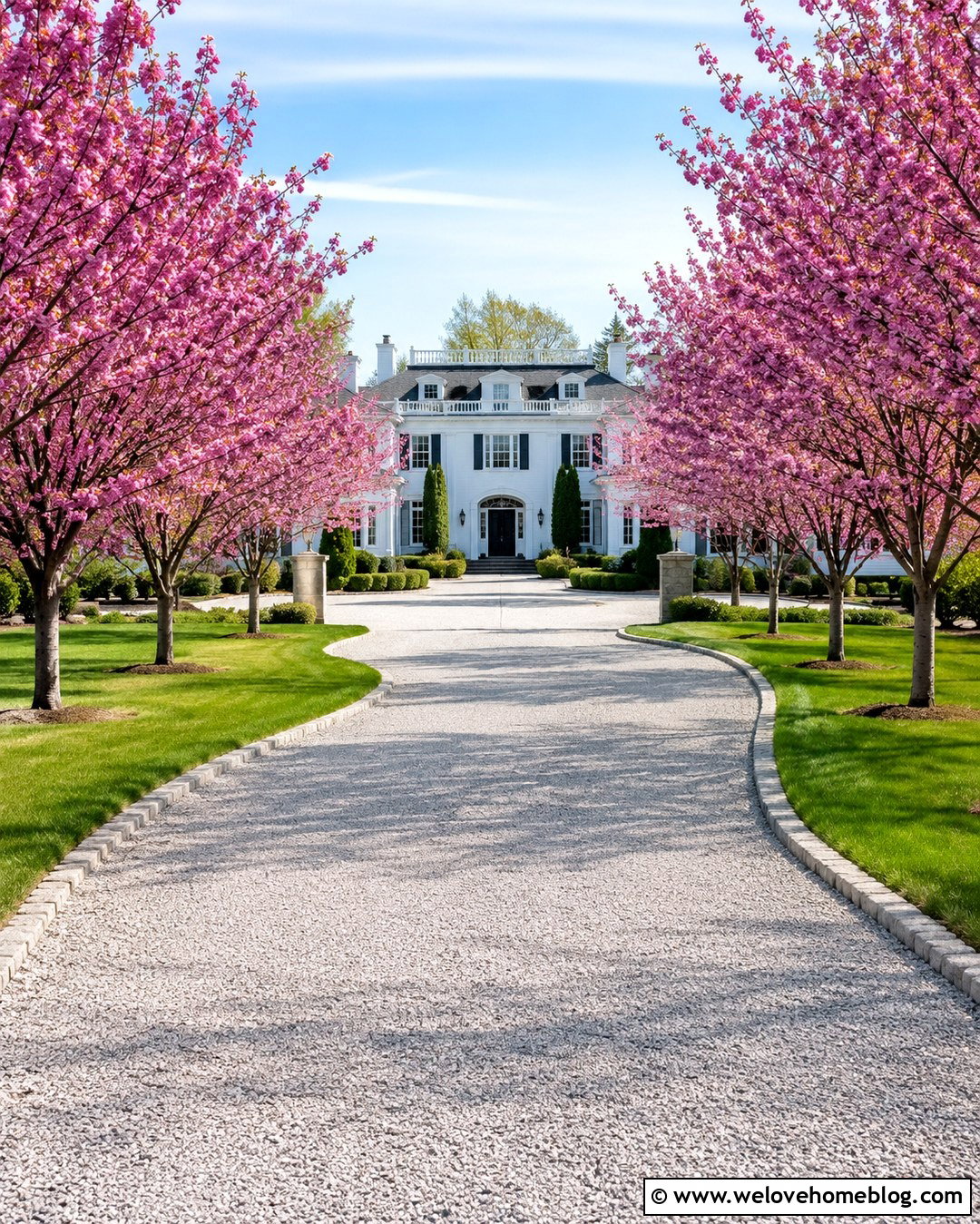 Flowering Tree Long Driveway - 20 Long Driveway Mansion Ideas