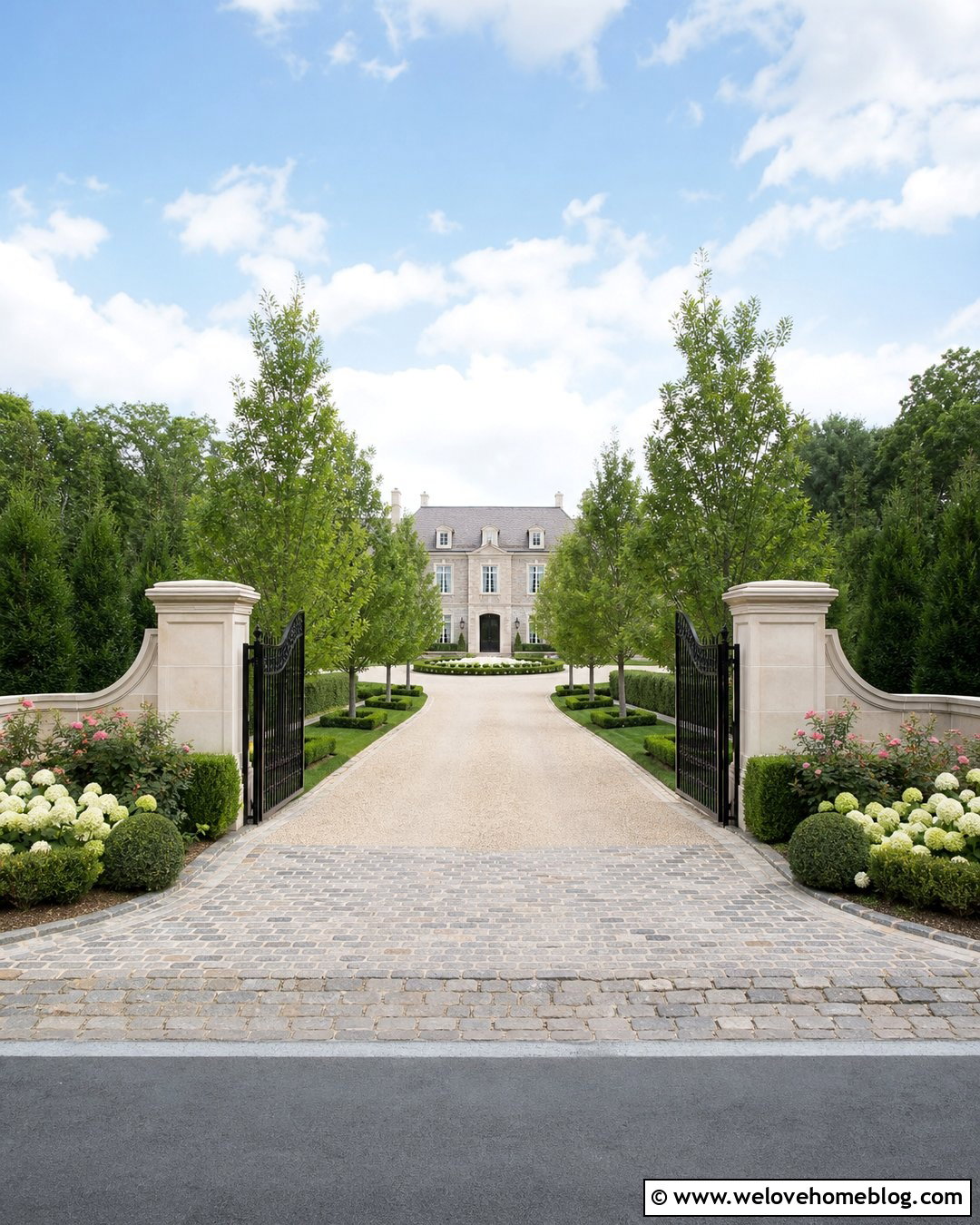 Formal Country Estate Driveway Entrance - 40 Country Driveway Entry Landscaping Ideas