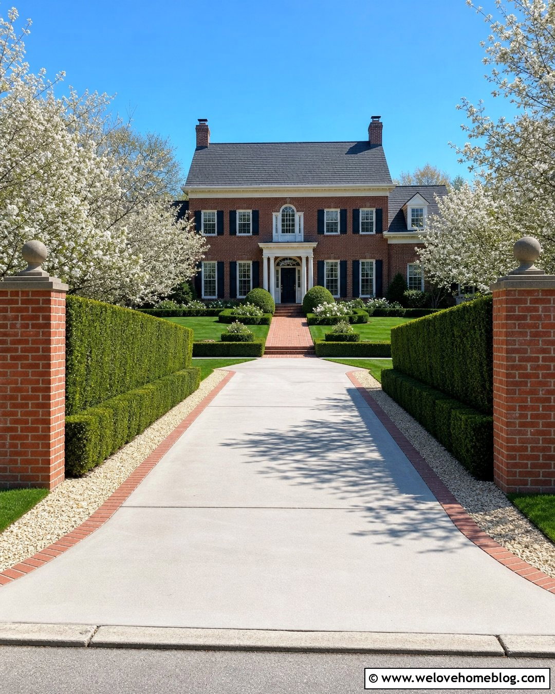 Formal Privacy Hedge Along Brick Border Driveway - 20 Privacy Hedge Along Driveway Ideas