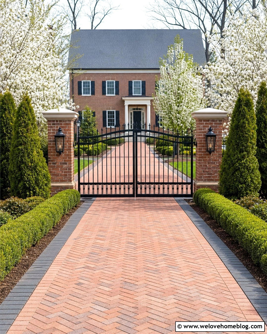 Freedom Aluminum Driveway Gate With Brick Paver Driveway - 20 Freedom Aluminum Driveway Gates Ideas