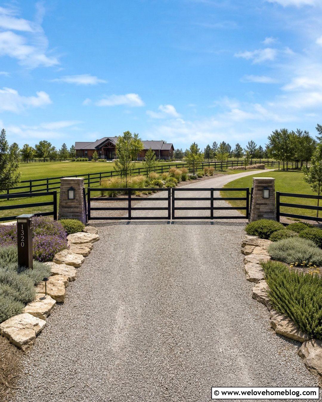 Freedom Aluminum Driveway Gate With Ranch Landscaping - 20 Freedom Aluminum Driveway Gates Ideas