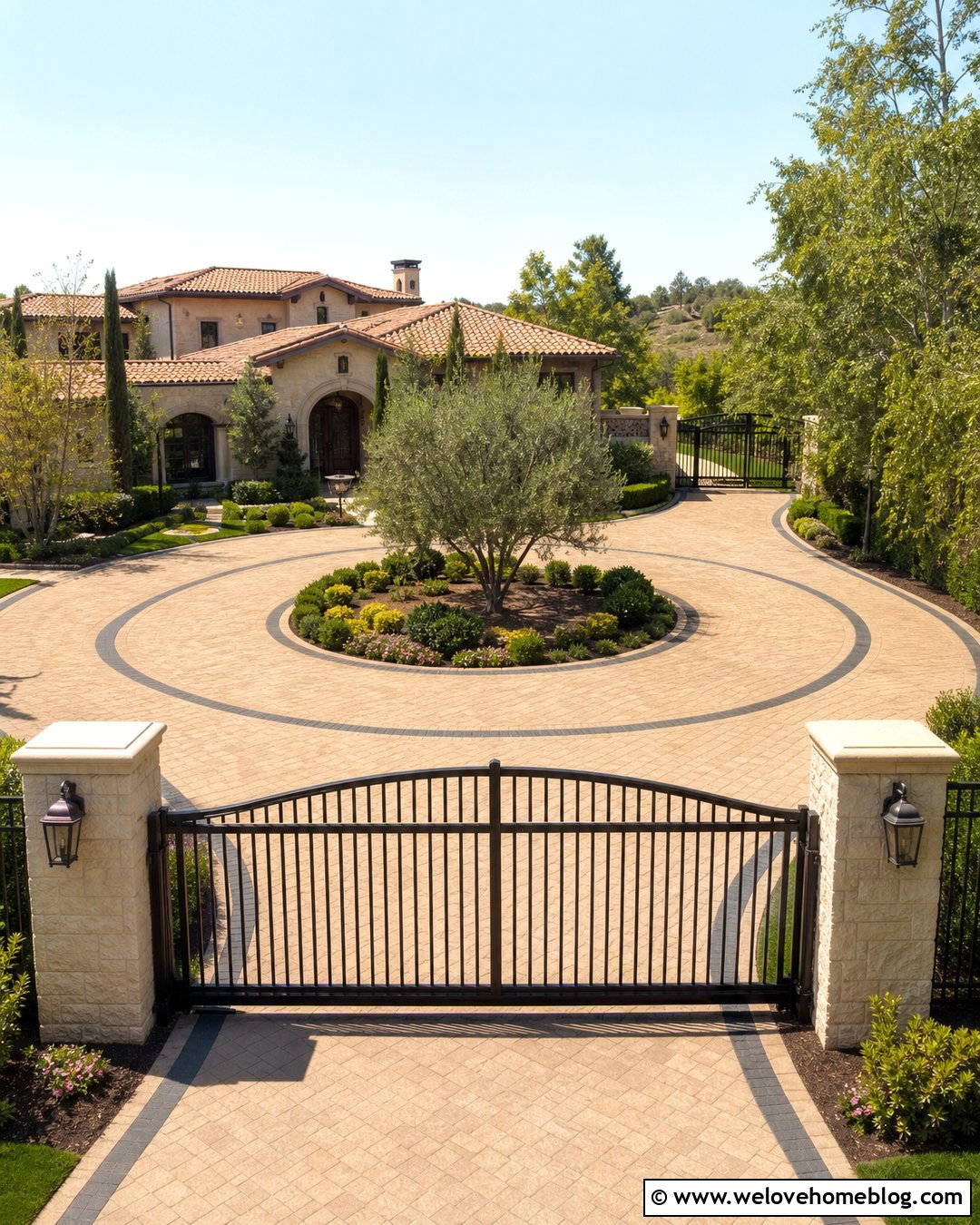Freedom Aluminum Estate Gate With Circular Driveway - 20 Freedom Aluminum Driveway Gates Ideas
