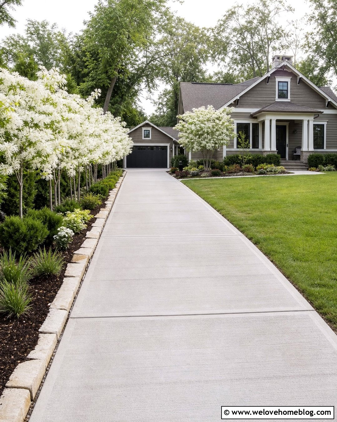 Fringe Trees Beside A Narrow Driveway - 30 driveway trees ideas
