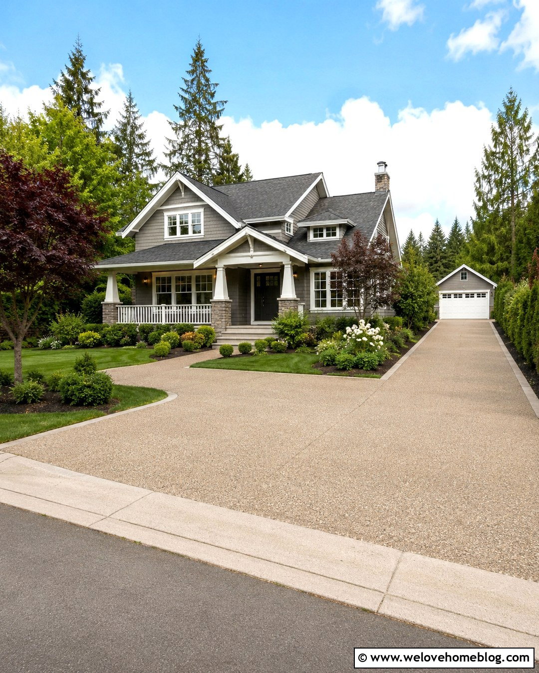 Front Driveway With A Side Garage Driveway - 20 House With Two Driveways Ideas