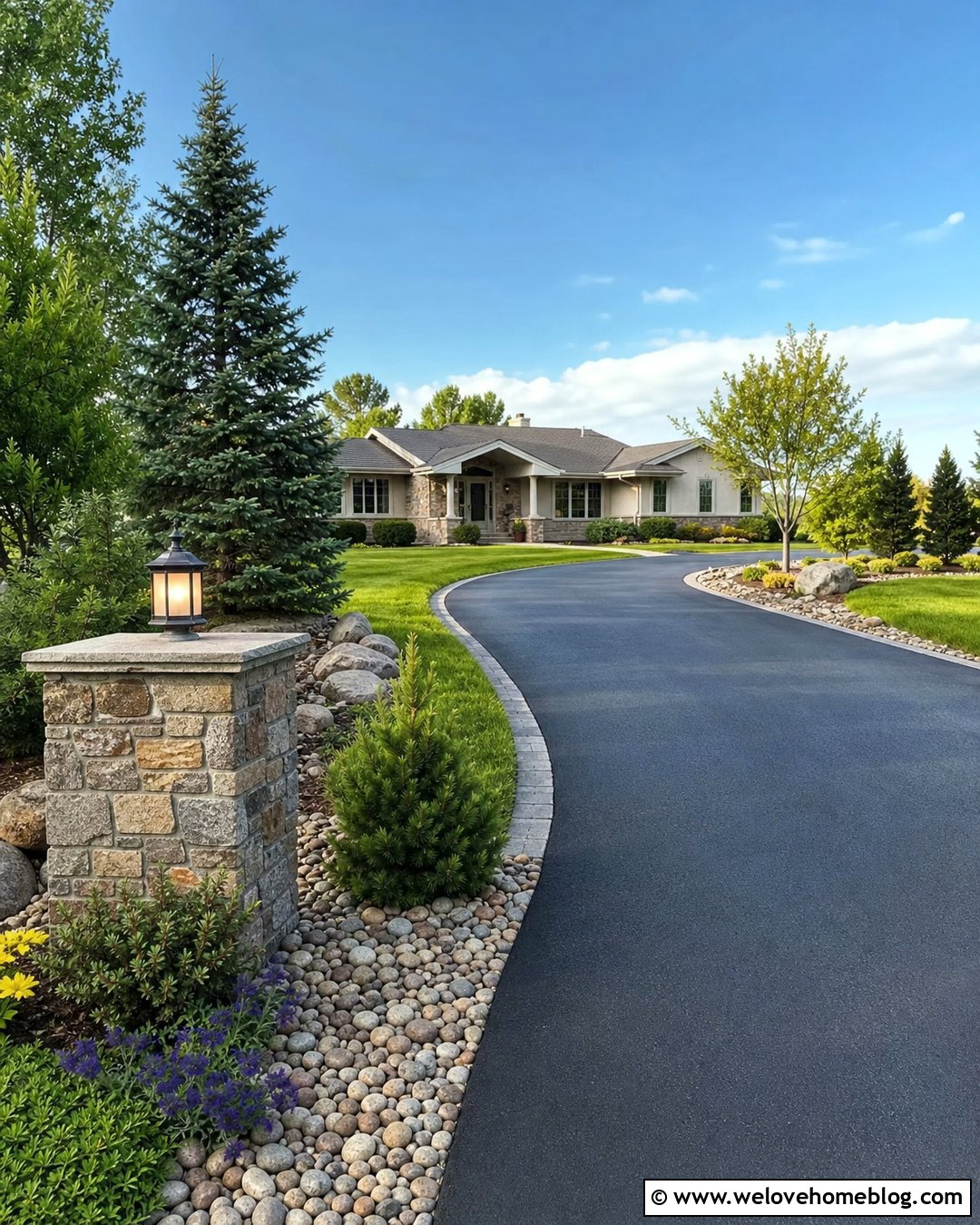 Front Driveway With Address Sign - 45 Front Driveway Ideas