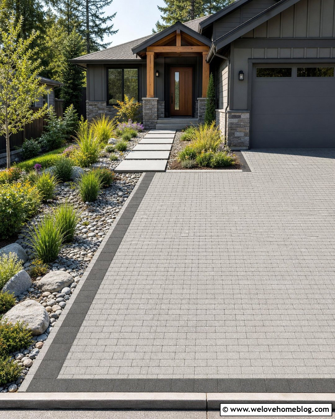 Front Driveway With Drainage Swale - 45 Front Driveway Ideas