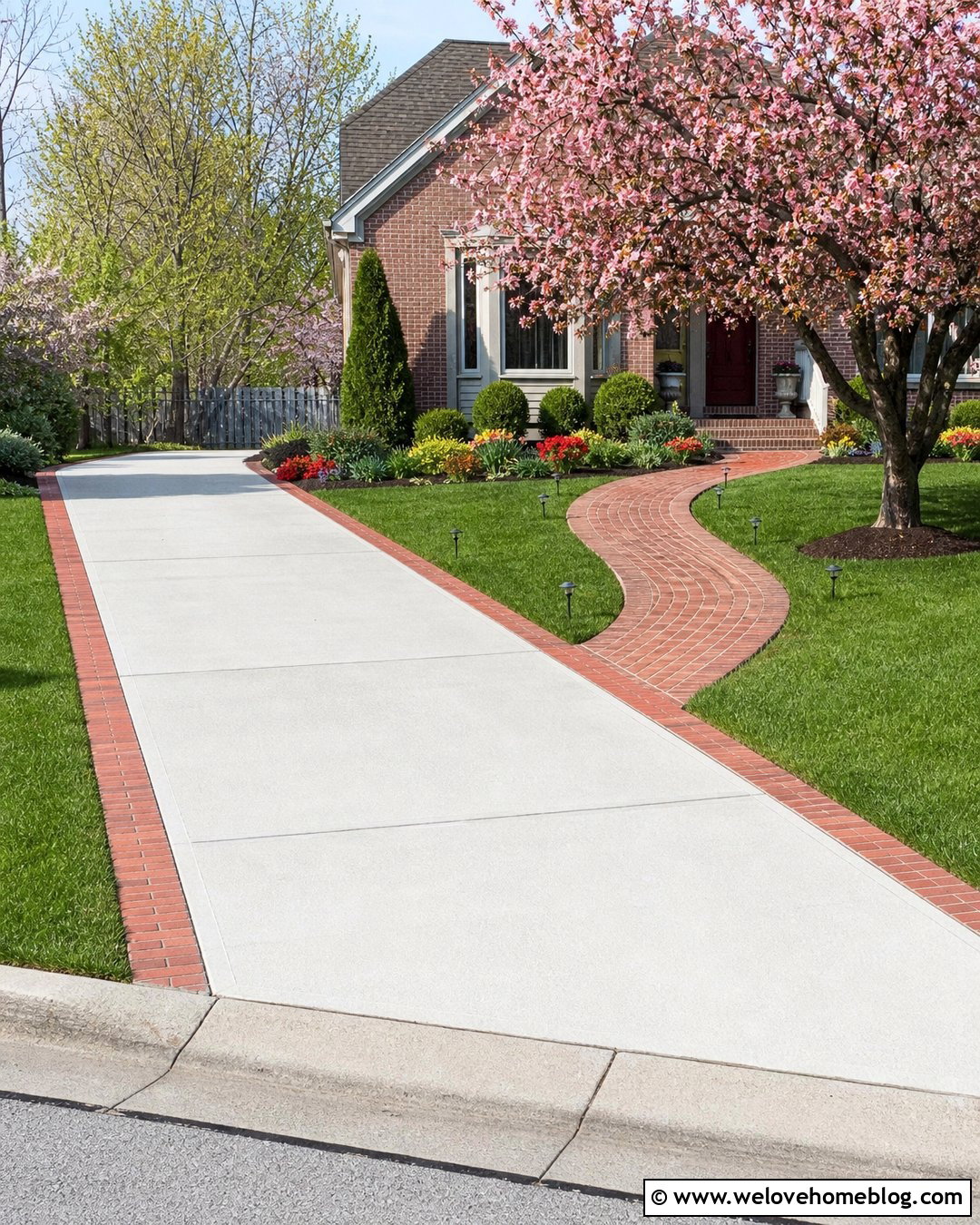 Front Driveway With Matching Walkway - 45 Front Driveway Ideas