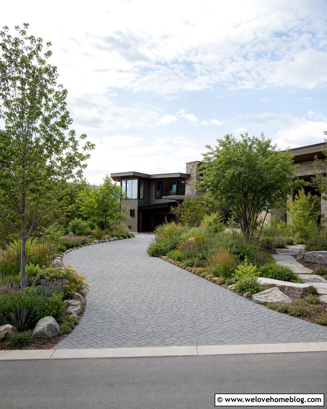 Front Driveway With Native Landscaping - 45 Front Driveway Ideas