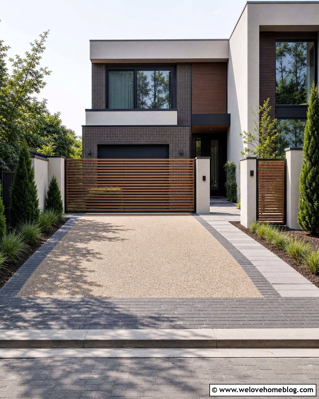 Front Garden Driveway With A Sliding Gate - 20 Front Garden Car Park Driveway Ideas