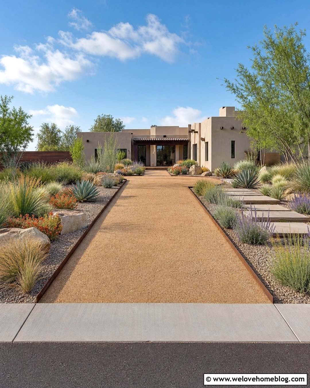 Front Garden Driveway With Drought Tolerant Landscaping - 25 front garden driveway ideas