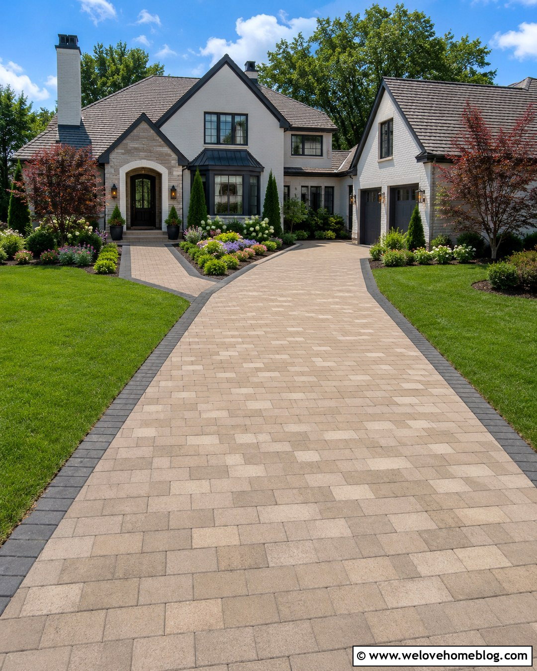 Front Porch Walkway With Matching Driveway Pavers - 20 Front Porch Walkway To Driveway Ideas