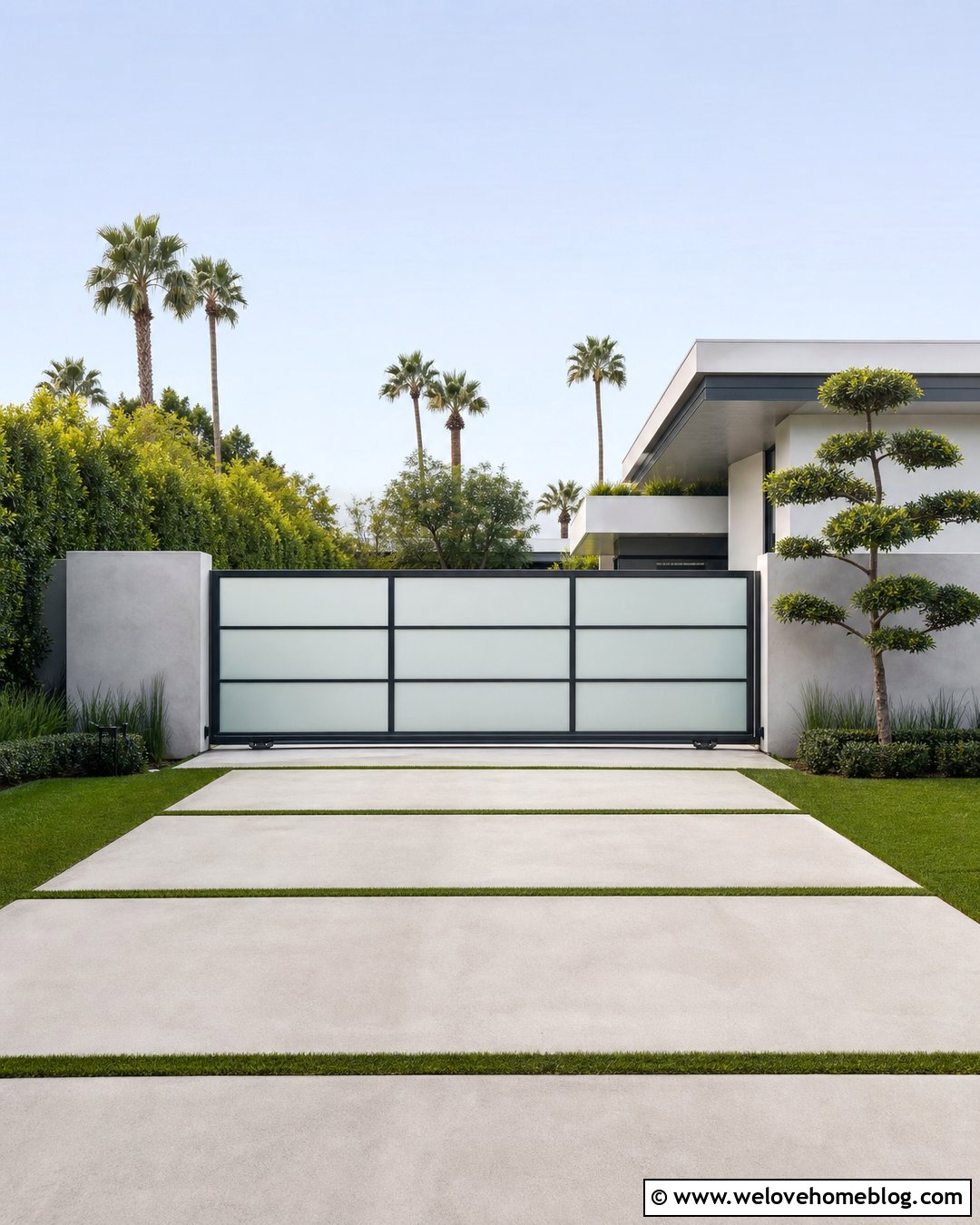 Frosted Glass And Metal Privacy Gate - 30 privacy gates driveway entrance ideas