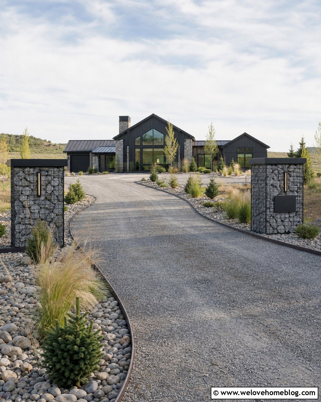 Gabion Driveway Entrance Posts - 20 Driveway Entrance Post Ideas