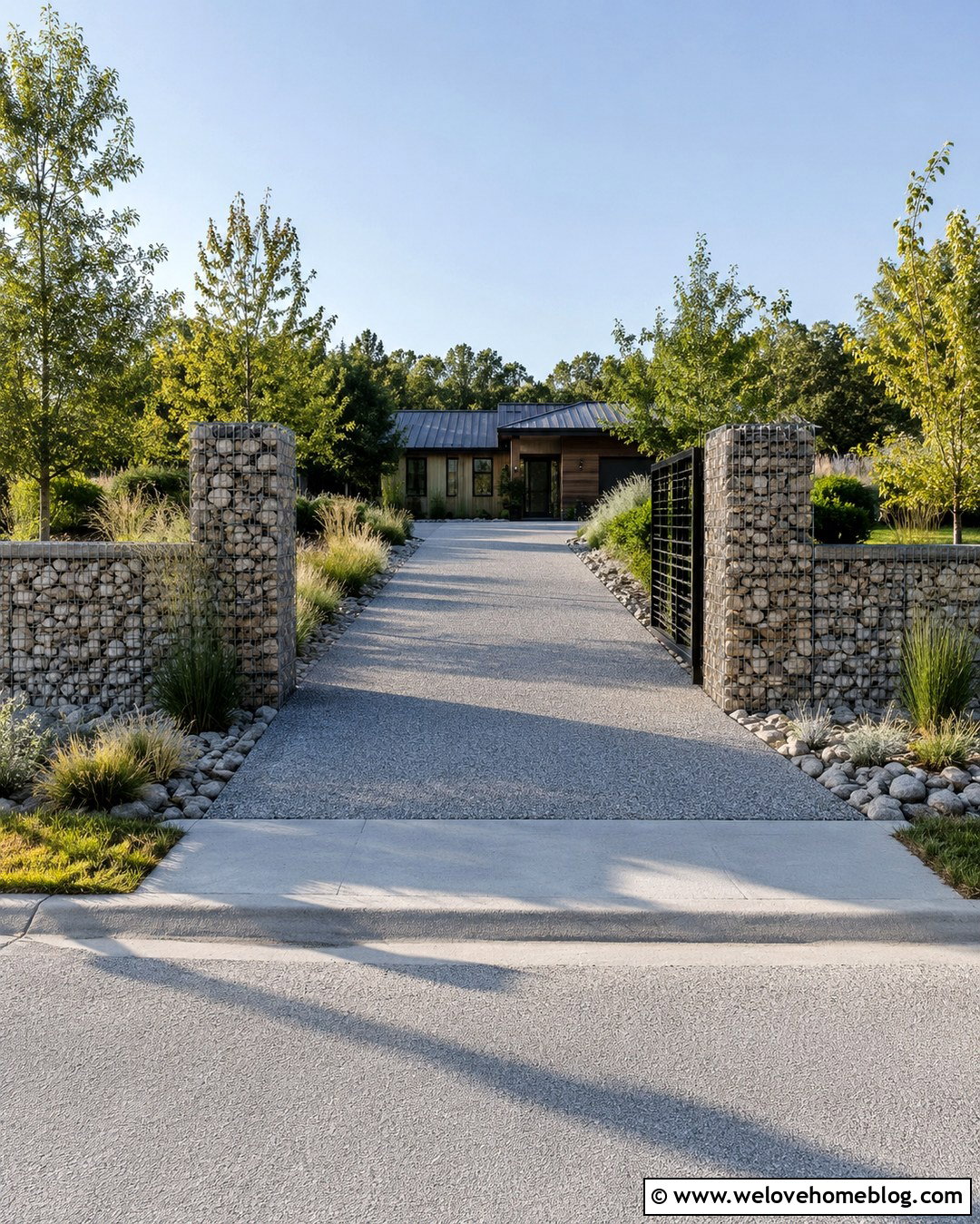 Gabion Driveway Wall Entrance - 20 Driveway Wall Entrance Ideas