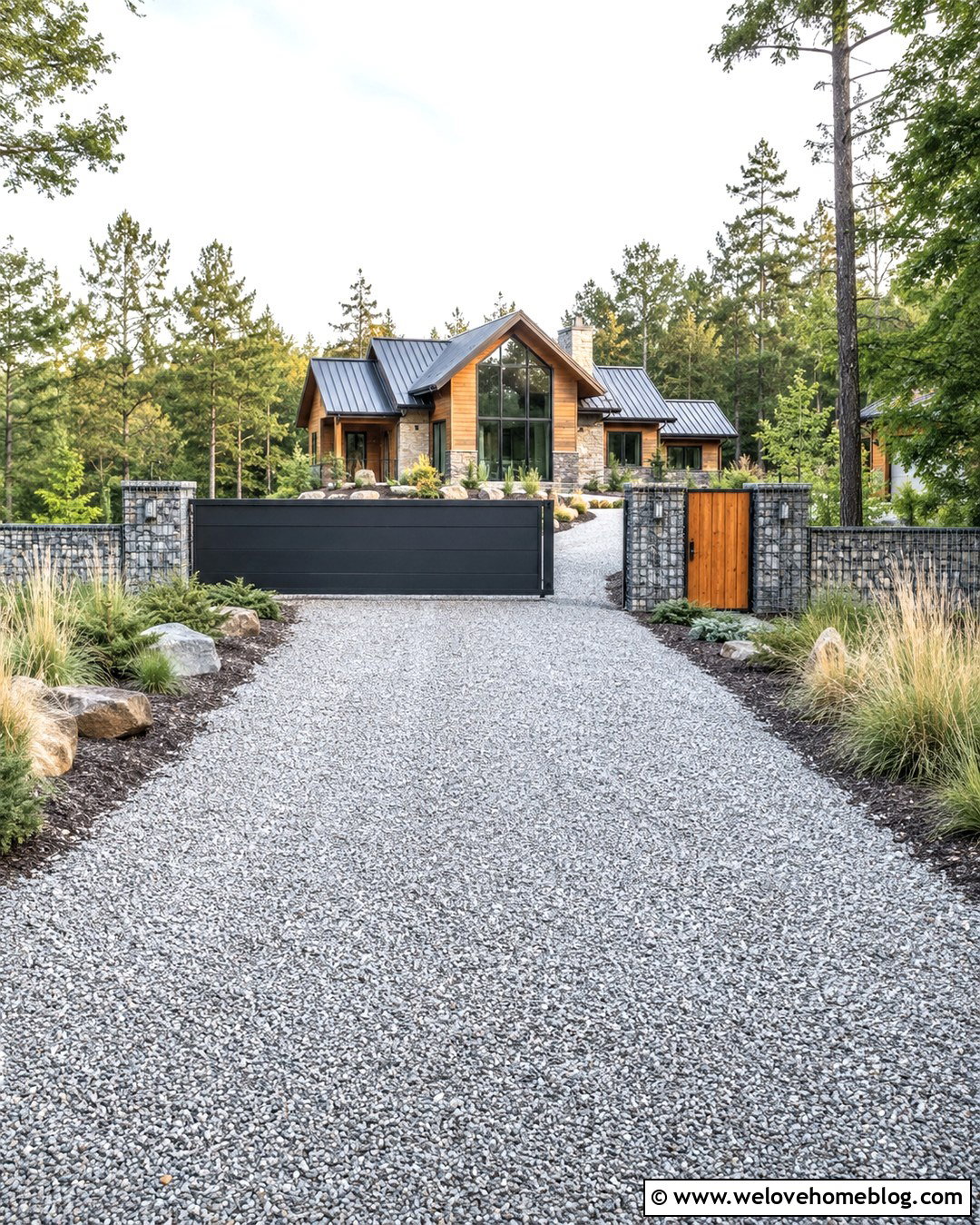 Gabion Fence And Steel Gate - 20 gates and fences driveway ideas