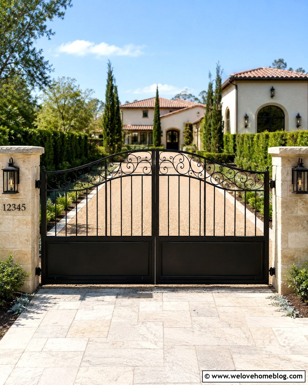 Galvanized Double Wrought Iron Driveway Gate With Privacy Panels - 20 galvanized double wrought iron driveway gates ideas