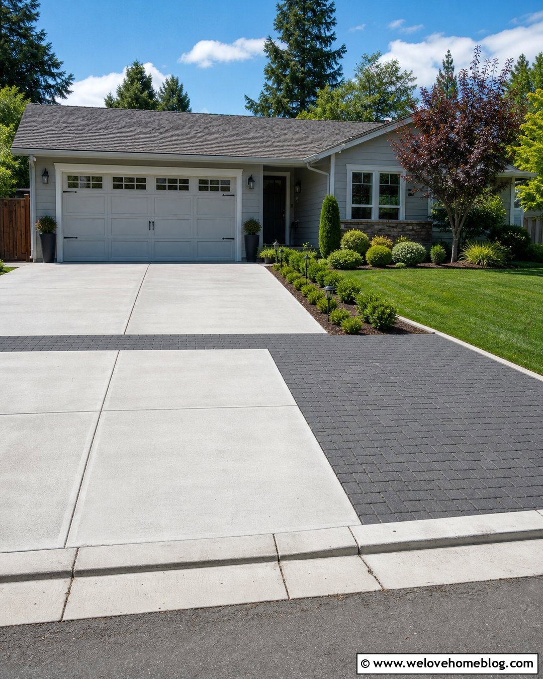 Garage Driveway With Paver Parking Extension - 20 Garage And Driveway Ideas