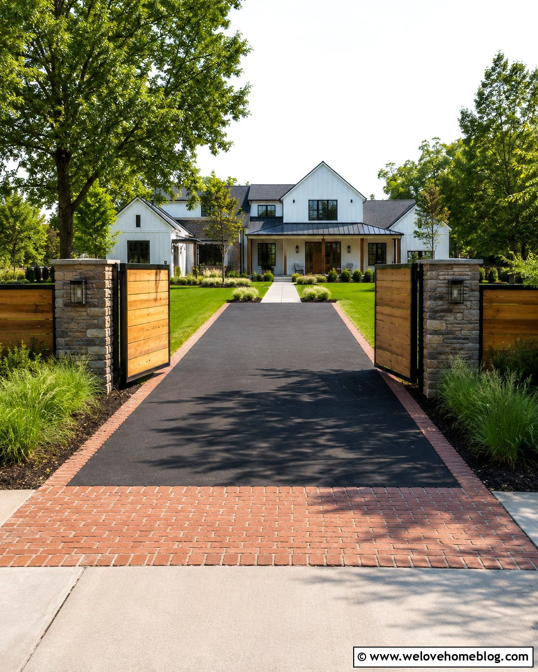 Gate Pillars With Wood Fence - 20 gate pillars driveway entrance ideas