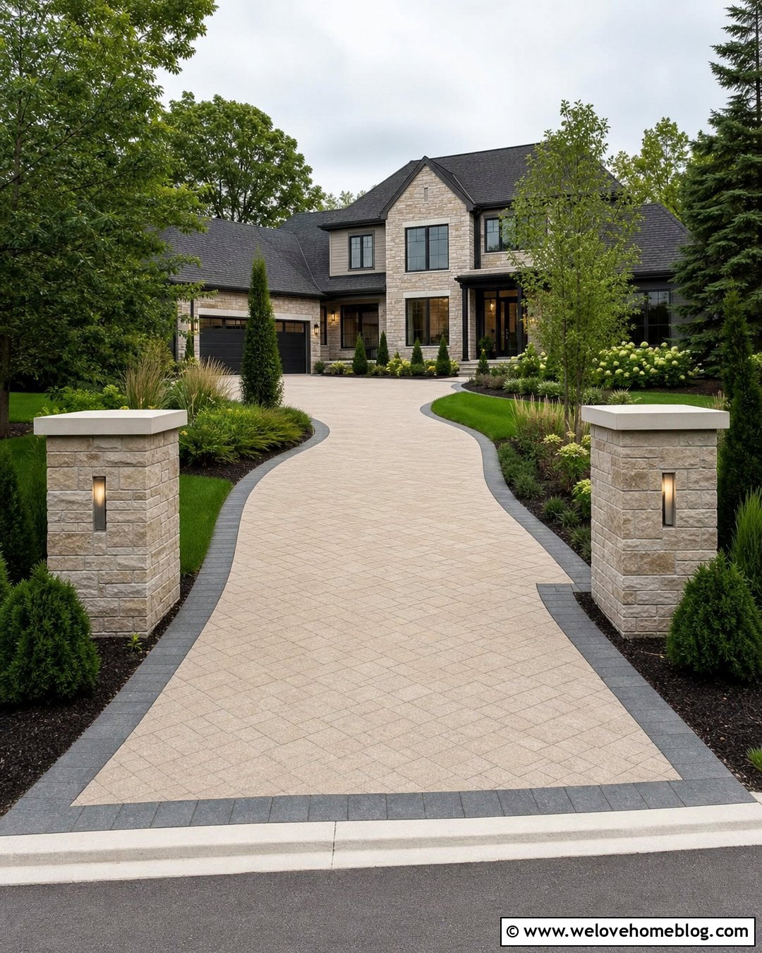 Gate Ready Driveway Pillars With Pavers - 20 End Of Driveway Pillars Ideas