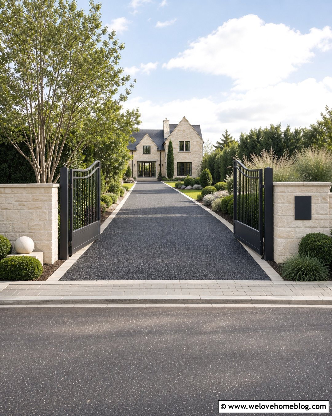 Gated Acreage Driveway Entrance With Address Sign