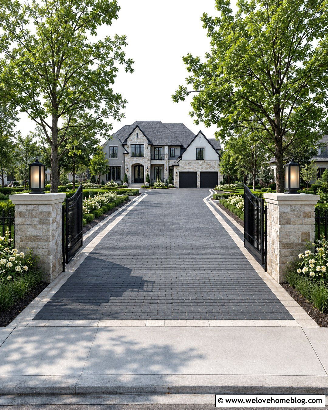 Gated Double Garage Driveway With Pillars - 20 double garage driveway design ideas
