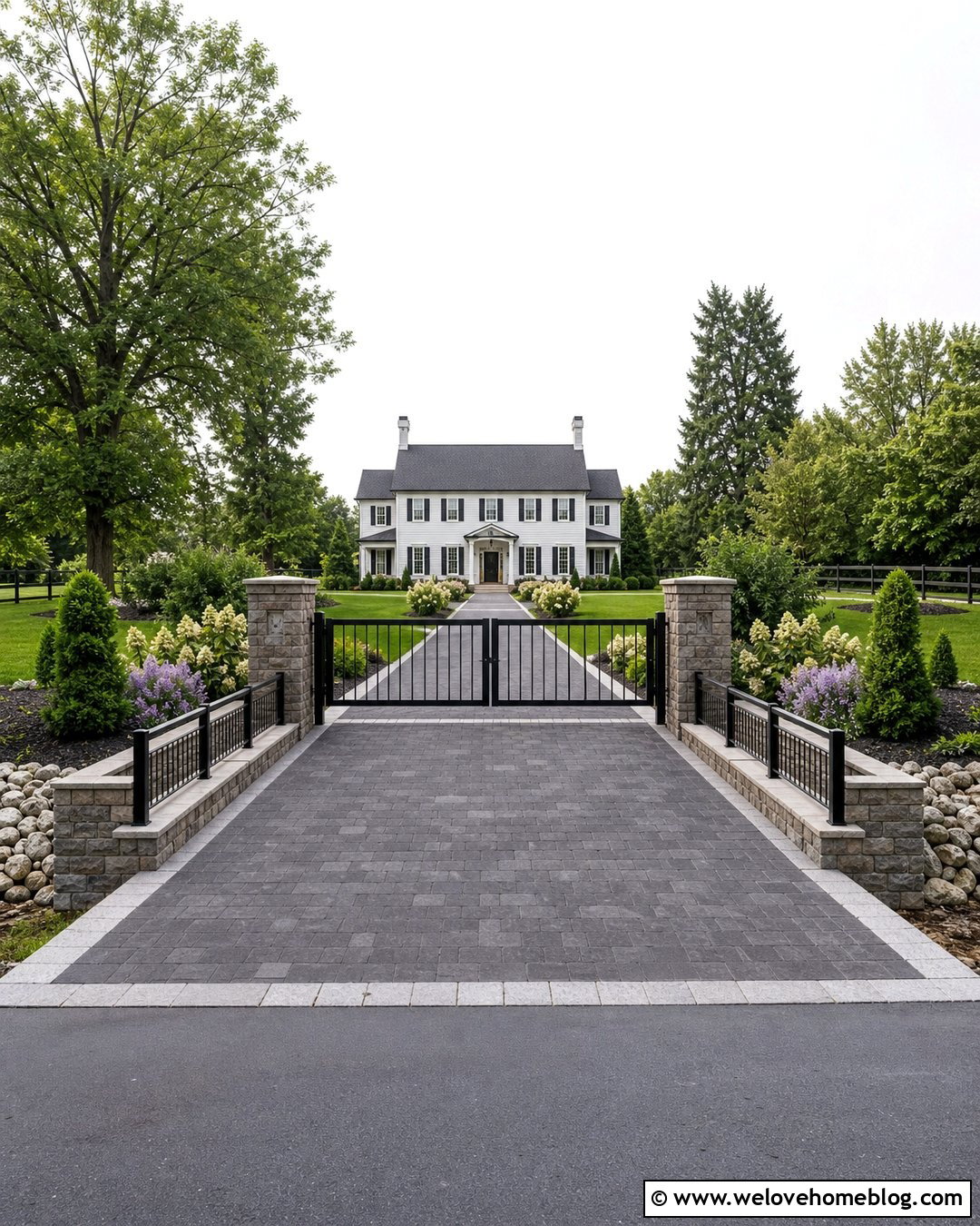 Gated Driveway Bridge With Stone Pillars - 20 Driveway Bridge Over Ditch Ideas