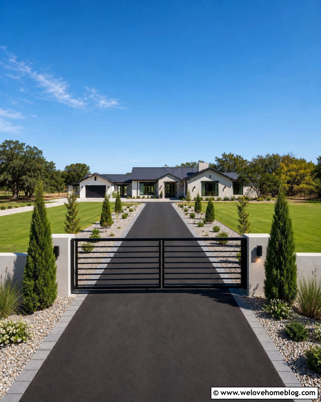 Gated Driveway Entrance With Low Maintenance Landscaping - 25 gated driveway entrance landscaping ideas
